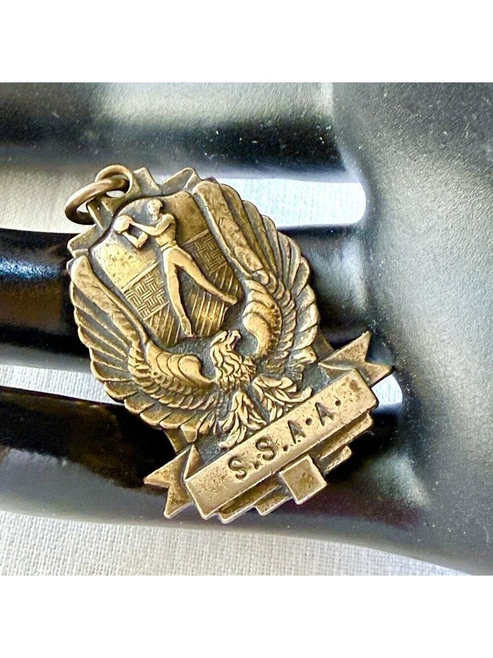 Vintage 1950 Volleyball Medal SSAA District 4 Champions Adults Gold Tone
